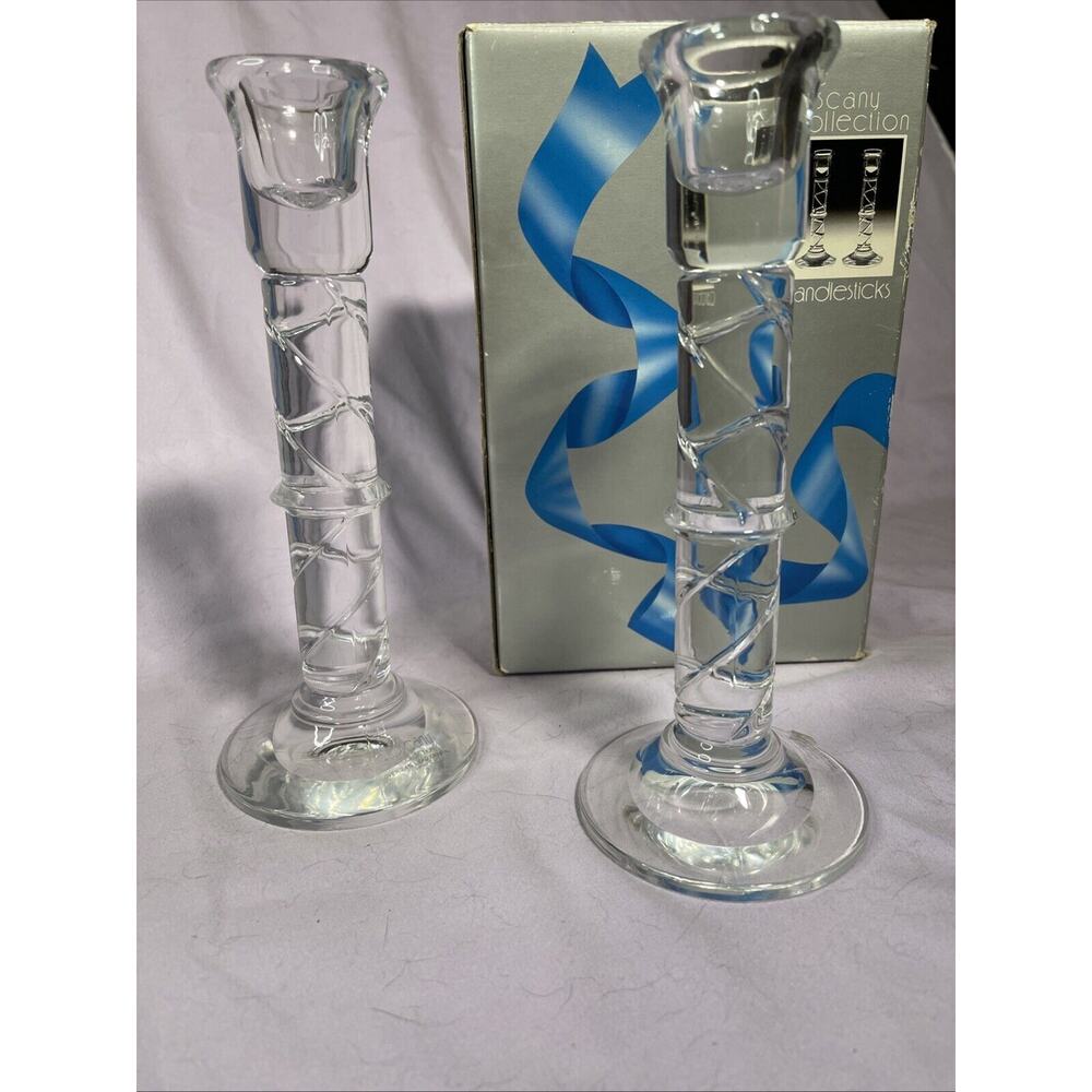 Vintage Pair of Toscany 24% Lead Crystal Candle Holder Excellent Condition